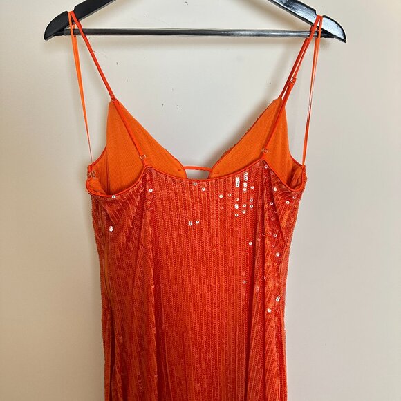ANTHROPOLOGIE  If By Sea Sequin Slip Midi Dress in Orange Size Large - Picture 9 of 14